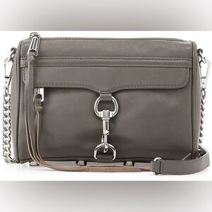 Rebecca Minkoff Grey Mini Mac Crossbody Bag with Silver Chain/Clasp